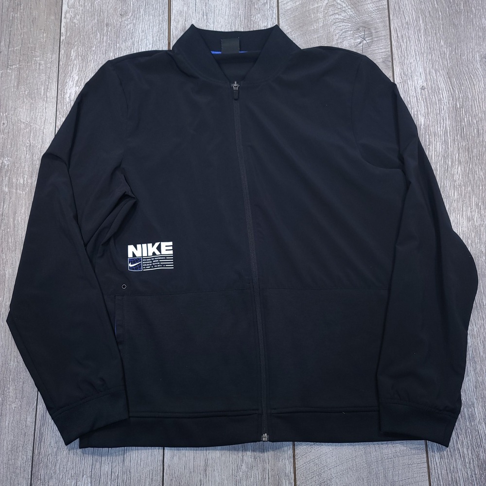 Nike Dri-FIT Training Jacket Mens Size Large Black Full Zip Bomber Graphic